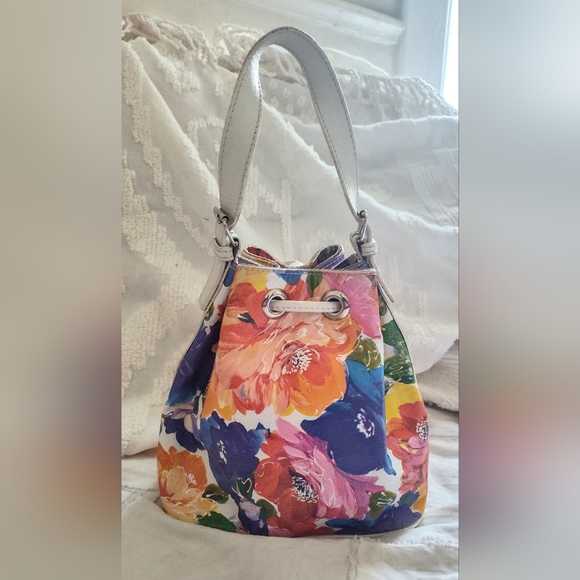 Maurizio Taiuti Small Mini Floral Leather Drawstring Tote - Picture 4 of 7